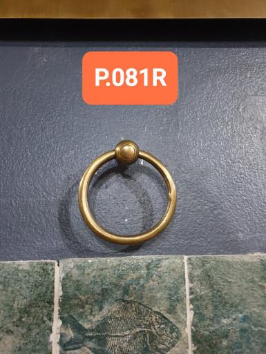 ฺBrass pull handles full brass. Item Code P.081R size head 20 mm. Ring 87 mm. Thickness 8 mm.