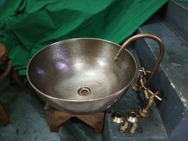 Brass sink size 50 cm. include faucet 2 door 