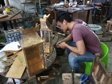 Product lantern from brass and copper 